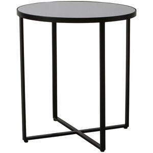 Torrance Round Contemporary Side Table Glass Top with Matt Black or Silver Frame