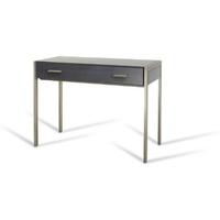 Ettore Console Table Antique Brass Walnut Glass 2 Drawers