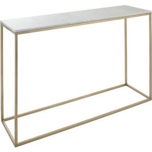 Faceby Rectangle Console Table - Brushed Gold Frame & White Marble Top