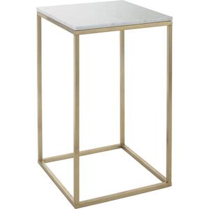 Faceby Brushed Brass Frame Side Table White Marble Top
