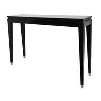 Black Wood Elegant Console Table Black Glass Top