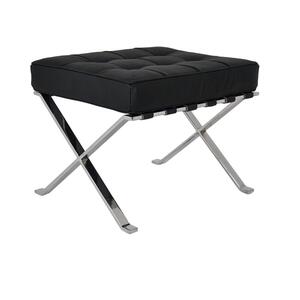 Sienna Stool Stainless Steel Black Leather Buttoned