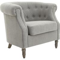 Lisette Buttoned Grey Fabric Armchair