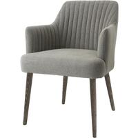 Blisco Grey Linen Armchair with Ribbed Back