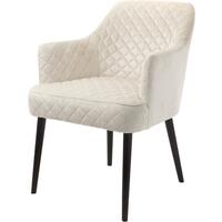 Kirk Dining Chair - Oyster Natural Velvet with Diamond Stitching