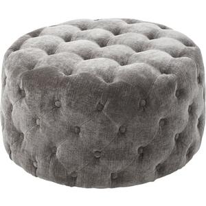 Lindau Round Buttoned Oyster Velvet Pouffe
