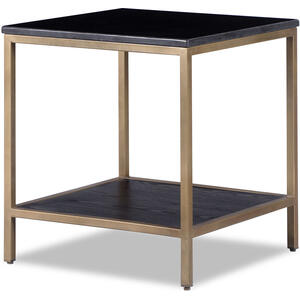 Max Side Table - Black/White Marble & Brass - 50cm x 50cm