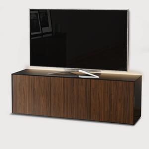 High Gloss Black and Walnut Effect TV Cabinet 150cm with Wireless Phone Charging, LED Mood Lighting and Remote Control Eye by Frank Olsen Furniture