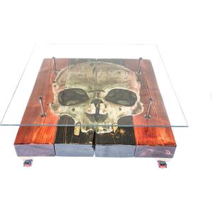 Gothic Skull Coffee Table with Glass Top by Cappa E Spada