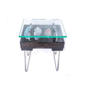Bird Feather Side Table with Glass Top