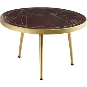 Dallas Dark Wood & Gold Mango Round Coffee Table 80cm