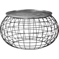 Rowen Antique Rustic Cage Coffee Table with Metal Table Top in Gold or Silver