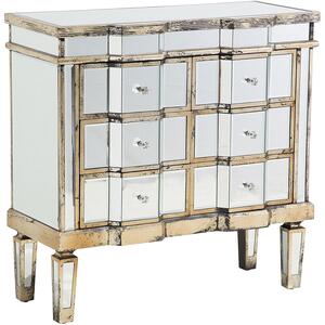 Mozela 6 Drawer Antiqued Mirrored Silver & Gold Chest