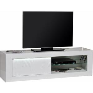 Karma White Gloss 1 Drawer TV Unit Wave Pattern with LED Lighting by Sciae