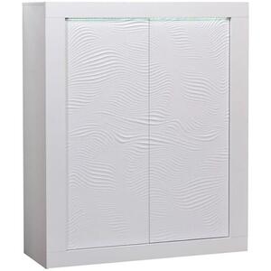 Karma White Gloss 2 Door High Sideboard Wave Pattern with LED lighting by Sciae
