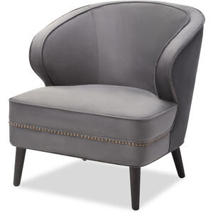 Lindsay Art Deco Occasional Chair - Grey & Natural Velvet