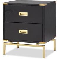 Genoa Contemporary Bedside Table 2 Drawers White or Black