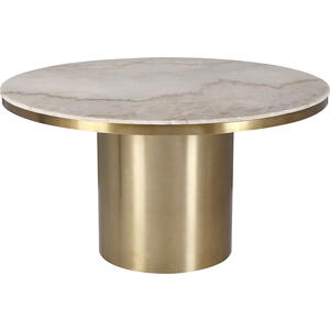 Camden Round Dining Table White Marble & Brass 1400mm