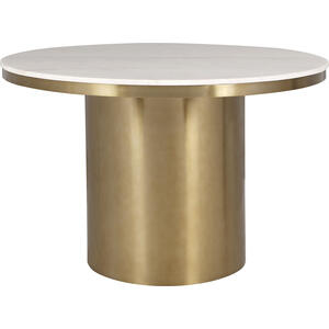 Camden Round Dining Table White Marble and Brass 1200mm
