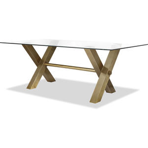 Zaha Brushed Brass / Glass Rectangular Dining Table 220x100cm
