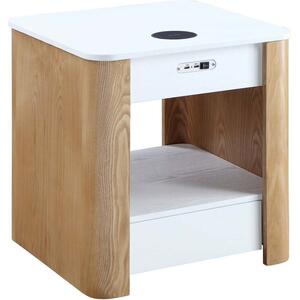 Jual San Fran Bedside Table JF403 White/Oak with wireless charger