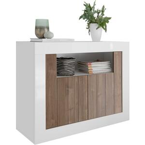 Como Two Door Sideboard - White Gloss and Walnut Finish