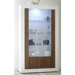Como Two Door Display Vitrine Inc. LED Spotlight - White Gloss and Walnut Finish by Andrew Piggott Contemporary Furniture
