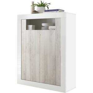 Como Two Door Highboard - White Gloss and White Pine Finish by Andrew Piggott Contemporary Furniture