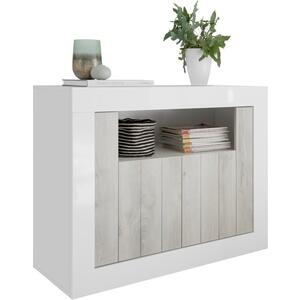 Como Two Door Sideboard - White Gloss and White Pine Finish