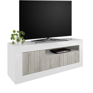 Como Three Door TV Unit - White Gloss and White Pine Finish by Andrew Piggott Contemporary Furniture