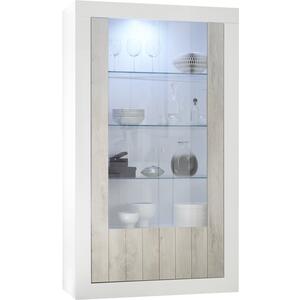 Como Two Door Display Vitrine Inc. LED Spotlight - White Gloss and White Pine Finish by Andrew Piggott Contemporary Furniture