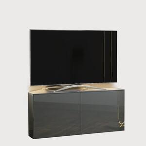 Frank Olsen Corner TV Cabinet 110cm High Gloss Grey with Wireless Phone Charging and Mood Lighting
