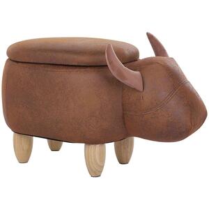 Faux Leather Storage Cow Stool in Brown or White/Black