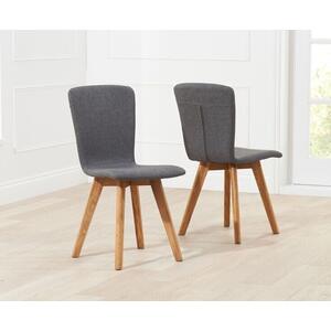 Staten Charcoal Fabric Retro Dining Chair Wooden Legs