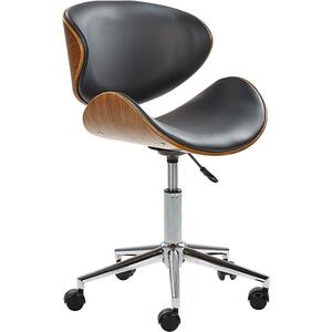 Rotterdam Armless Office Swivel Chair - Faux Leather & Wood - Black or White