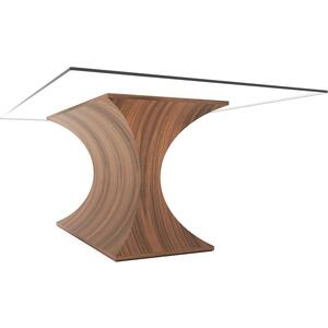 Tom Schneider Estelle Curved Wood Rectangular Dining Table Medium with Glass Top by Tom Schneider