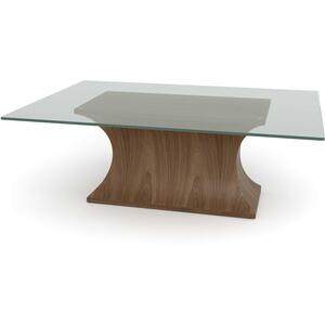 Tom Schneider Estelle Curved Wood Rectangular Coffee Table with Glass Top
