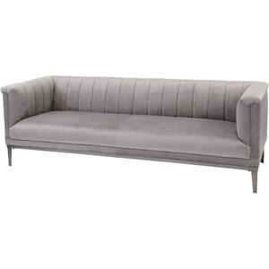 Belgravia Grey Velvet Three Seater Ribbed Sofa