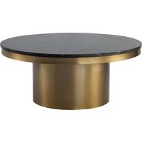 Camden Round Coffee Table - Black/White Marble & Brushed Brass