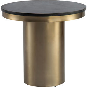 Camden Round Side Table - Black/White Marble & Brushed Brass