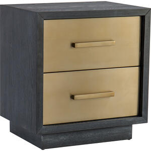Camden Black Bedside Table with 2 Brass or Steel Drawers