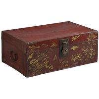 Painted Red Lacquer Leather Trunk