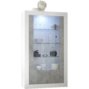 Como Two Door Display Vitrine Inc. LED Spotlight - White Gloss and Grey Finish by Andrew Piggott Contemporary Furniture