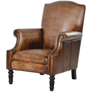 Distressed Brown Aged Leather Armchair