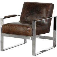Leather and Stainless Steel Armchair by The Orchard