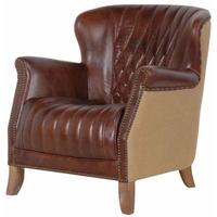 Diamond Back Antique Brown Leather Armchair
