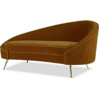 Aspen Velvet Chaise Retro Sofa in Mink or Brown