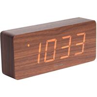 Karlsson Tube LED Alarm Clock - Dark Wood by Red Candy