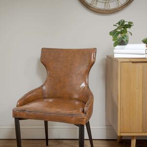 Vintage Faux Brown Leather Dining Chair