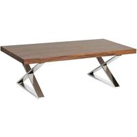 Morcott Walnut and Polished Steel X Frame Coffee Table